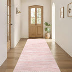 Nakagishi Runner Rug Kitchen Washable Rugs: 3x8 Non-Slip Boho Soft Modern Stain Resistant Indoor Floor Neutral Farmhouse Throw Carpet for Hallway Bathroom Laundry Room Entryway Bedroom- Pink