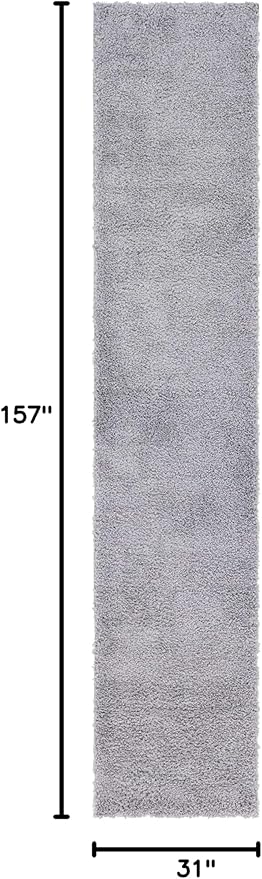 Unique Loom Davos Shag Collection Area Rug - Solid (2' 7" x 13' 1" Runner, Sterling)
