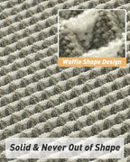 AMOAMI Upgraded Waffle Bath Mat, Super Absorbent Non Slip Bath Mats for Bathroom Floor, Machine Washable Bathroom Rugs with Tassels, Rubber Backed Bathroom Mats, Ultra Soft, 17" x 24", Green & Cream