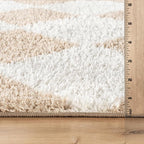 Rugshop Diamond Wave Shag Runner Rug Beige 2' 3" x 8' Perfect for Hallways, Kitchens, or Behind The Sofa