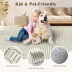 3x5 Washable Area Rug - Small Entryway Rug Non-Slip Sage Green Abstract Rainbow Kitchen Rugs Modern Boho Carpet Throw Rugs for Living Room Bedroom Bathroom Dorm Nursery Room Home Decor