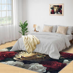 Leopard Rugs for Bedroom - 5x8 Area Rug - Flowers Leopard Rugs for Living Room, 3D Flowers Animal Rug, Washable Home Decor Carpet