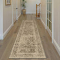 2x10 Washable Runner Rug for Kitchen Hallway Brown Vintage Non-Slip Low Pile Distressed Rustic Carpet Lightweight Vacuumable Soft Long Throw Rug for Indoor Entryway Bedroom