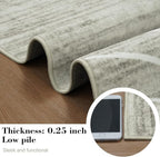 LIVEBOX Machine Washable Modern Abstract 6x9 Area Rug Clearance, Non Slip Large Bedroom Living Room Nursery Girl Rug Minimalist Wave Striped Neutral Boys Rug, Carpet for Playroom(Beige,6'x9')