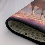 Galloping Horse Cherry Blossom Area Rug Washable Outdoor Rugs Anti-Slip Soft Carpet Entryway Indoor Door Mat for Bedroom,Living Room,Porch,Terrace and Entrance Decor 6'x 4'