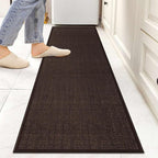 8FT Jute Runner Rug for Hallways Non Slip, Machine Washable Laundry Room Mat Hall Rug Runner Carpets, Deep Brown