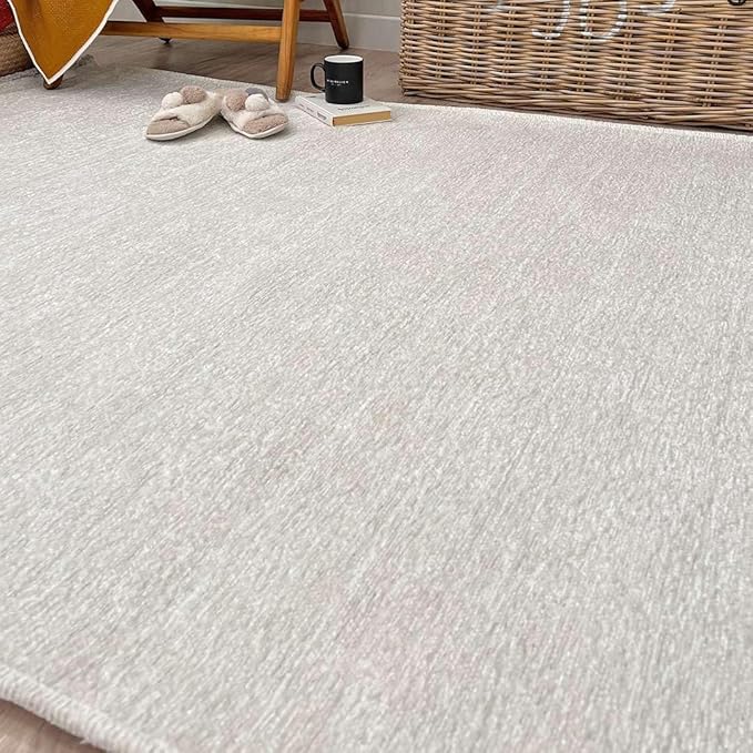 Alfa Rich 4x6 White Washable Area Rugs for Living Room Bedroom Kitchen Cotton Decor Rug