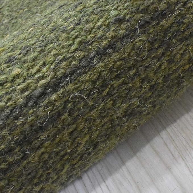 Rugsotic Carpets Hand Woven Flat Weave Kilim Wool ECO-Friendly Area Rugs - 5'x8', Rectangle Shape, Olive Color, Solid Plain Design, Low Pile Handmade Area Rugs for Living Room, Bed Room (D00111)