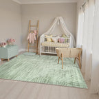 LIVEBOX Machine Washable Modern Abstract 6x9 Area Rug, Non Slip Large Bedroom Living Room Nursery Girl Rug Minimalist Wave Striped Neutral Boys Rug, Carpet for Dining Room Playroom(Sage Green,6'x9')
