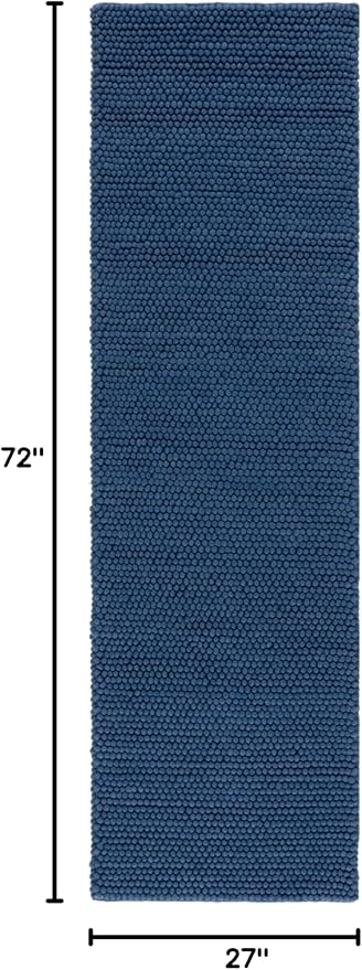 SAFAVIEH Natura Collection Runner Rug - 2'3" x 6', Navy & Blue, Handmade Wool Blend, Textured Design, Ideal for Hallway, Bedroom, Foyer (NAT620M)