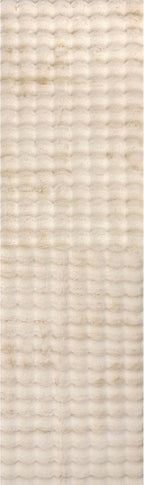 nuLOOM Jeni Beige, 2'6" x 10', Solid Faux Rabbit, Fluffy and Cozy, High Traffic, Stain Resistant, Easy Clean, Durable Washable Runner for Bedroom, Living Room, Dining, Den, Foyer, Entryway