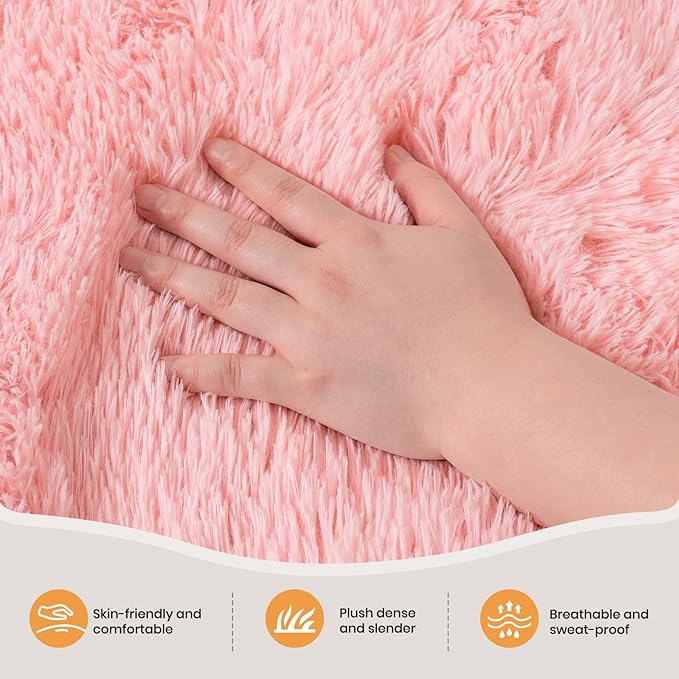Zentavio Bedside Rugs Small 2x3 Shag Entry Entrance Rugs Soft Girls Bedroom Carpet Area Rugs for Dorm College Essentials Non-Slip Living Room Throw Rug Home Decor Aesthetic Nursery Pink