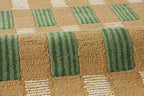 Hand-Tufted Wool Area Rug with Scalloped Edges, Beige and Green Plaid Pattern, Cozy and Soft Accent Rug for Living Room, Bedroom, and Nursery, Handmade Decorative Rug, 2x3 Ft