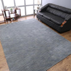 Rugsotic Carpets Hand Knotted Gabbeh Wool 9'x12' Area Rug Solid Light Blue L00111