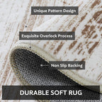 8x10 Area Rugs for Living Room Machine Washable Rug Distressed Indoor Carpet Neutral Moroccan Boho Rug Ultra Soft Area Rug for Bedroom Dining Room Playroom Office, Light Brown