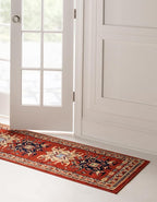 Unique Loom Taftan Collection Border Geometric Tribal Inspired Design Area Rug (2' 2 x 8' 2 Runner, Terracotta/ Ivory)
