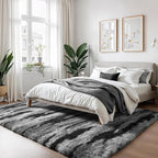 Zentavio Area Rugs for Living Room Large Rugs for Bedroom 5x8 Carpet Fluffy Fuzzy Soft Shag Aesthetic Plush High Pile Gray Throw Rug for Nursery Kids Room Dorm Waved Grey