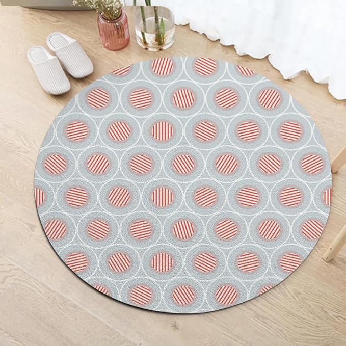 Circle Geometric Print Round Rug Vintage Blue Pink Area Rug Washable 6ft Circle Rugs for Living Room Bedroom Non Slip, Soft Indoor Floor Carpet for Kitchen Entryway Family Room