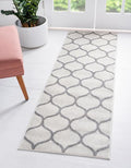 Rugs.com Lattice Frieze Collection Rug – 2' x 6' Runner Ivory Medium Rug Perfect for Living Rooms, Large Dining Rooms, Open Floorplans