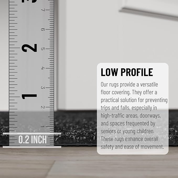 Ottomanson 2'7" x 20' Hallway Runner with Scraper Pile - Extra Durable Non-Slip Rug Mat for Indoor & Outdoor Use - Ideal for Kitchen, Entryway & Garage - High-Traffic Carpet, Black