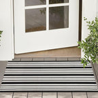 KOZYFLY Black and White Striped Doormat 2x3 Ft Small Area Rug Cotton Front Porch Rug Washable Outdoor Rug Farmhouse Layered Front Door Mat for Front Door Entryway Patio Porch