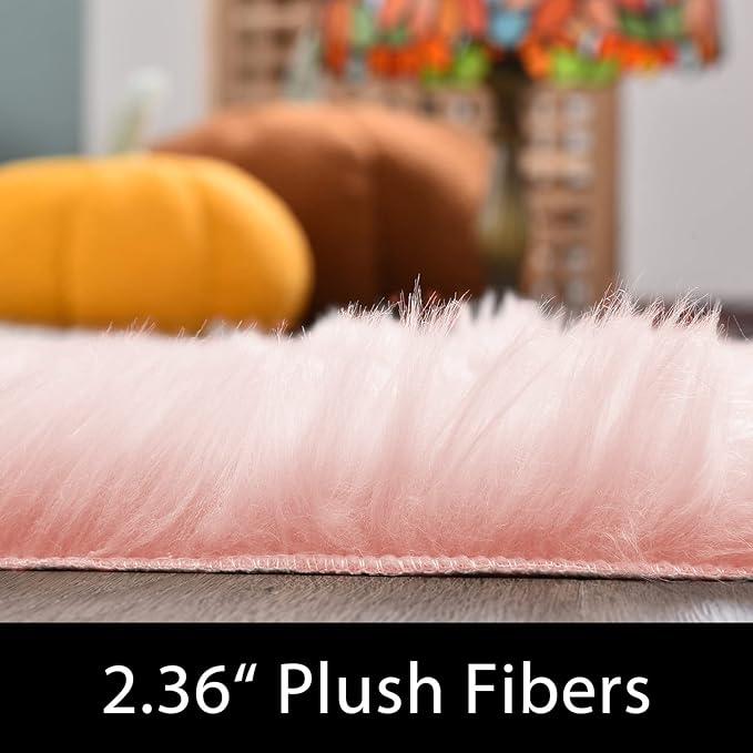 Latepis Pink Circle Round Rug 3ft Faux Fur Sheepskin Rugs for Living Room Fuzzy Rugs for Teen Girls Bedroom Teen Room Dorm Cute Rug Room Décor