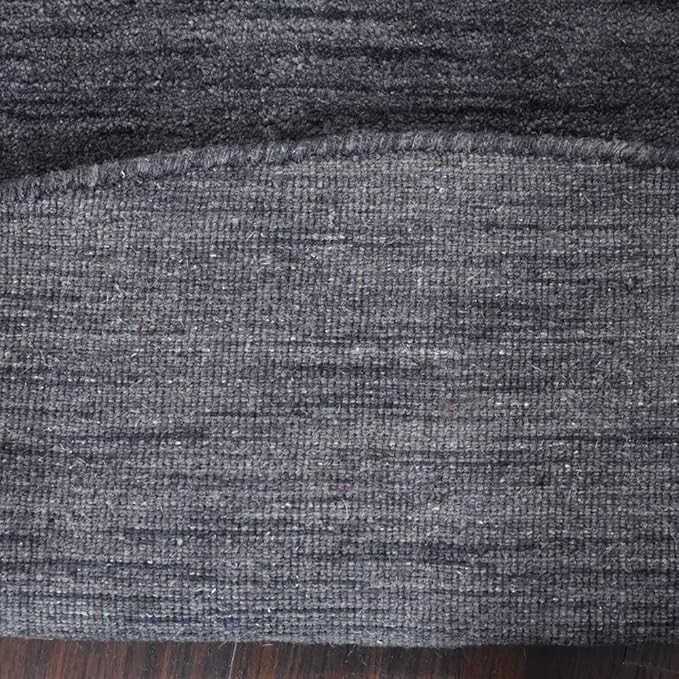 Hand Knotted Loom Wool ECO-Friendly Area Rugs - 6'x6', Round, Charcoal Color, Solid Plain Design, High Pile Thick Handmade Anti Skid Area Rugs for Living Room, Bed Room (L00111)