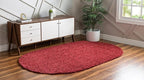Unique Loom Davos Shag Collection Area Rug - Solid (5' 3" x 8' Oval, Poppy)