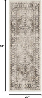RUGGABLE Washable Vintage Runner Rug – Kamran Hazel 2.5x7, Stain-Resistant, Non-Slip Hallway Runner – Machine Washable Rug for Hallway, Entryway, Living Room & Kitchen–with Cushioned Pad