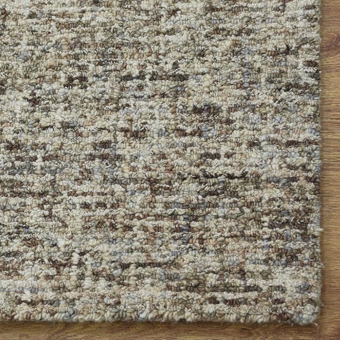 Hand Tufted Wool ECO-Friendly Area Rugs - 4'x6', Rectangle Shape, Dark Brown & Beige, Solid Plain Design, High Pile Handmade Area Rugs for Living Room, Bed Room (KWC111)