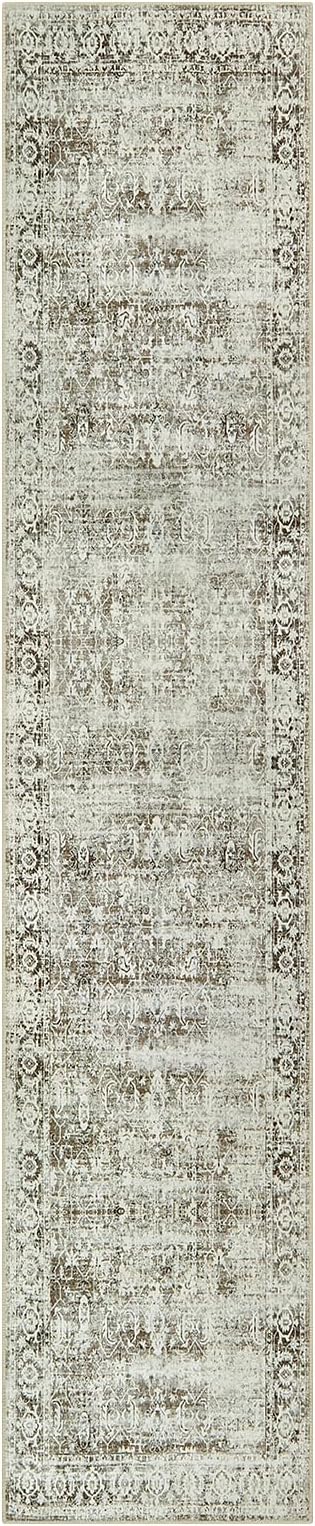 Morebes Vintage Long Runner Rug for Hallway 12 ft, Washable 12 Foot Runner Rug, Soft Non Slip Distressed Carpet Runners for Farmhouse Kitchen Living Room Dining Playroom, Brown