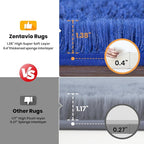 Zentavio Navy Blue Area Rugs for Living Room Boys Rugs for Bedroom 8x10 Large Shag Washable Carpet Soft Furry Fluffy Aesthetic Kids Playroom Rugs for Teen Home Decor
