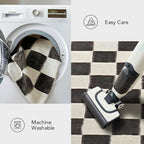 EVERGRACE Checkered Plaid Area Rug 8x10, Soft Fuzzy Faux Wool Rugs Washable Anti Slip Rugs Large Rug Carpet for Entryway Bedroom Living Room Hallway Kitchen and Laundry Room, Black and White