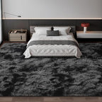 Large Shag Area Rugs 10 x 14, Tie-Dyed Plush Fuzzy Rugs for Living Room, Ultra Soft Fluffy Furry Rug for Bedroom, Anti-Skid Indoor Carpet Nursery Rugs for Kids Room Home Decor, Dark Grey