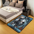 Western Wolf Large Area Rug 5x7 Bohemian Dream Catchers Living Room Rug | Woodland Animals Rugs for Bedroom, Dreamcatcher Wildlife Carpet Indoor Floor Mat