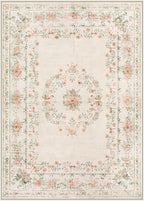 Wonnitar Floral Bow Washable Area Rug 5x7, Ultra-Thin Beige Rugs for Bedroom, Boho Non Shedding Neutral Soft Carpet for Nursey Kids Room Dorm Living Room, Beige