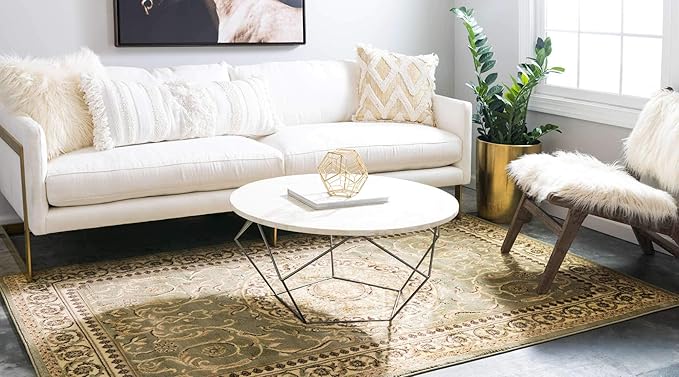 Unique Loom Versailles Collection Traditional Classic Medallion Floral Motif Area Rug (10' 0 x 13' 0 Rectangular, Green/ Ivory)