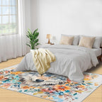 5x7 Wolf Rugs for Bedroom - Watercolor Florals Print Rug, Animals Rug Non Slip Soft Rugs for Living Room Hardwood Floors Teen Room