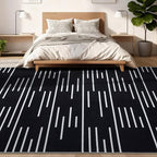 YIHOUSE Abstract Washable Rug 6x9,Ultra Thin Non Slip Black Rugs for Living Room,Modern Minimalist White Stripe Rugs for Bedroom,Dining Room Office Playroom (6'x9',Black-3)