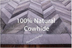 Modern Design Premium Cowhide Leather Carpet with Chevron Pattern, Area Rug (Natural Multi Grey, 3x5)