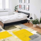 Yellow Rectangular Area Rugs for Living Room Bedroom 4 x 6 ft Abstract Paint Texture Modern Art Non-Shedding Soft Low Pile Rug Non Slip Washable Rug for Nursery Entryway Playroom