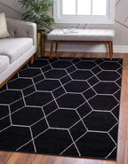Unique Loom Trellis Frieze Collection Area Rug - Geometric (9' x 12' 2", Black/ Ivory)