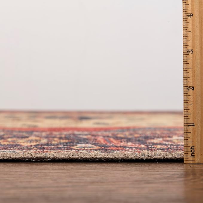 Keen Home Design 9x12 Rug - Machine Washable Area Rug with Non-Slip Backing, Ideal for Living Room, Dining Room, Bedroom - Vintage, Easy Clean, Durable, Low Pile Rug - (9' x 12')