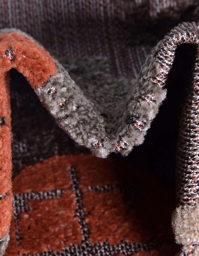 Unique Loom Outdoor Modern Collection Area Rug - Chicago (2' 7" x 10' Runner Brown/Orange)