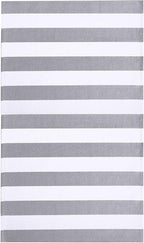 KOZYFLY Grey and White Striped Rug 4'x6' Indoor Outdoor Rug Cotton Hand-Woven Washable Striped Layered Doormats for Front Door/Kitchen/Farmhouse/Entryway/Patio