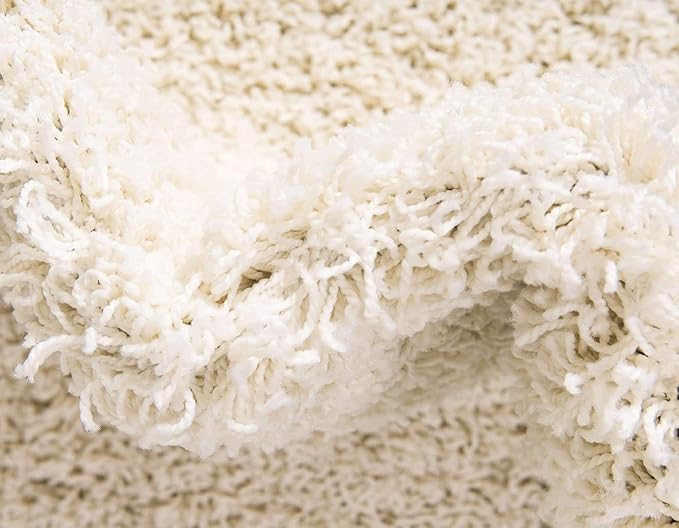 Unique Loom Solid Shag Collection Area Rug (7' 10" x 10' Rectangle, Pure Ivory)