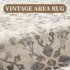 MontVoo-Vintage Area Rug 5X7 Beige Rugs for Living Room-Soft Distressed Printed Rugs for Bedroom-Non Slip Carpet-Machine Washable Rug for Dining Room Living Room Bedside Office