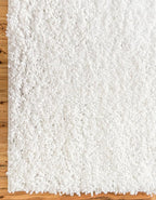 Unique Loom Davos Shag Collection Area Rug - Solid (3' 3" Square, White/ Ivory)