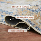 jinchan Kelda Runner Rug 3x8 Vintage Hallway Rug Washable Runner Retro Floor Cover Lightweight Non-Slip Low Pile Thin Distressed Carpet for Entryway Bathroom Laundry Room Bedroom Stairway Orange