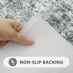 Uphome Bathroom Rugs Runner, Distressed Farmhouse Boho Gray Bath Mat, Non Slip Washable Long Bath Rugs, Vintage Traditonal Soft Velvet Bathroom Runner for Bathtub Sink Shower, 20x60 inch